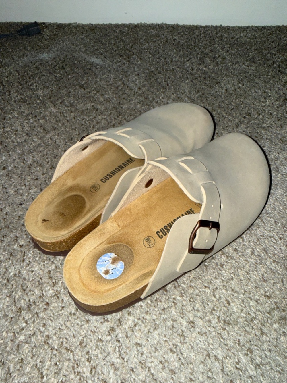 Women's Cushionaire Beige Slip-On Clog Mules with Buckle - Picture 2 of 4